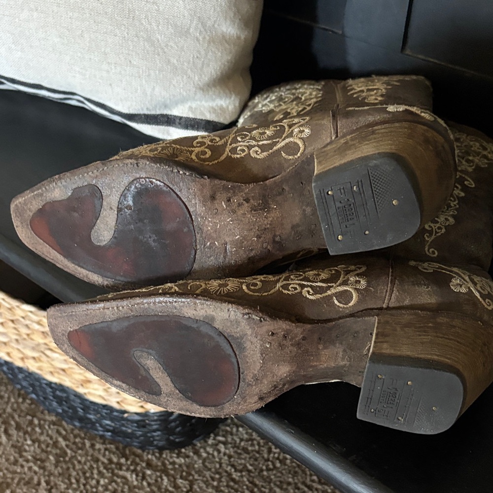 Corral Embroidered Brown Heeled Boots - image 2